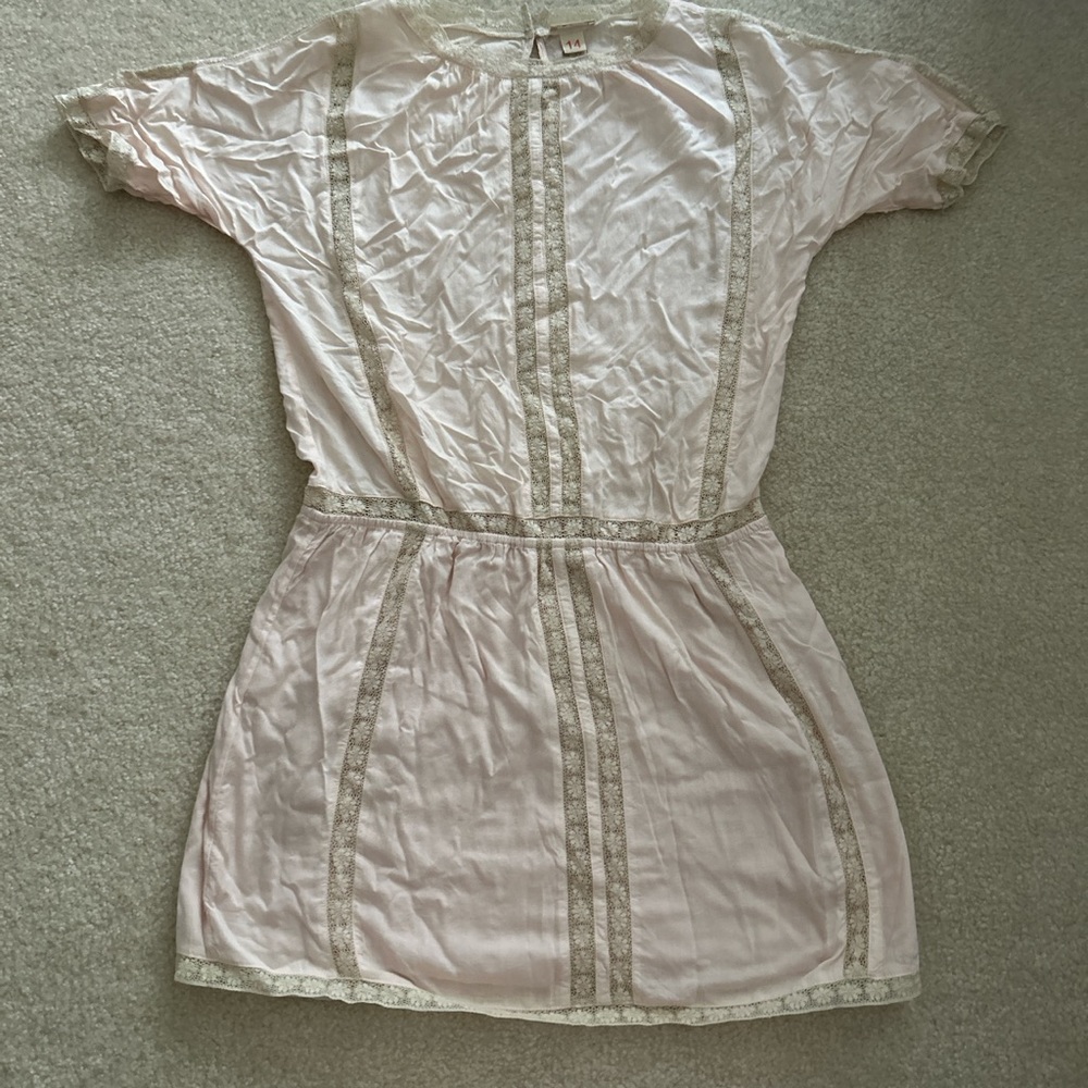 Bella rose girls dress peach nude size 14